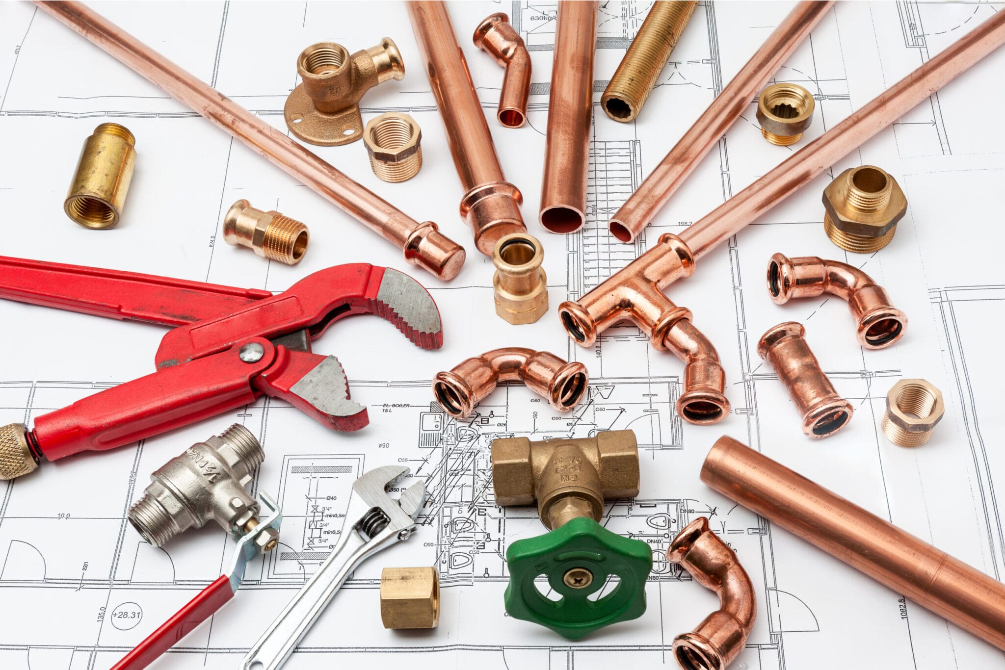 Copper pipe fittings and plumbing parts for Fort Myers, Florida repairs